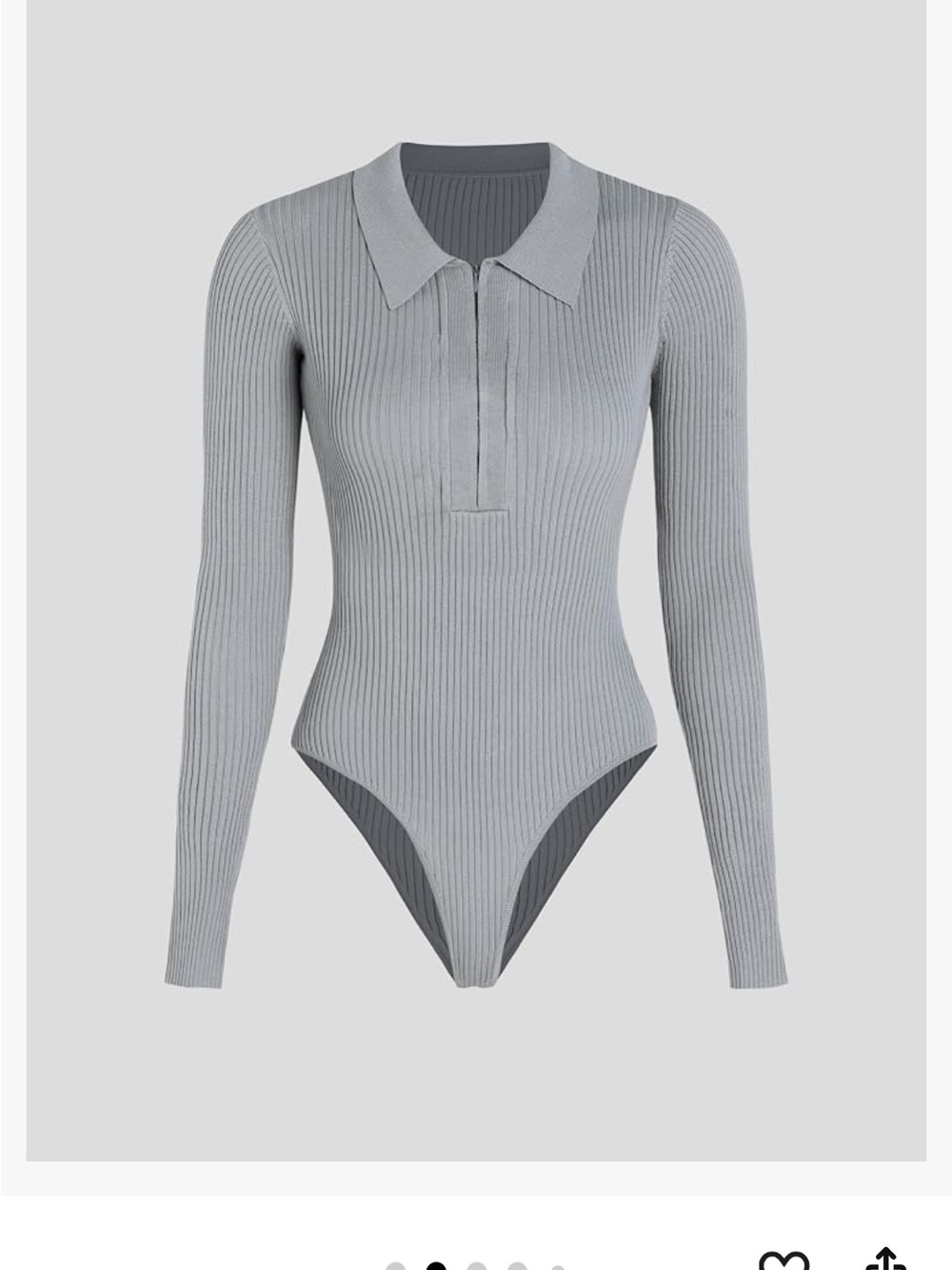 CIDER Long Sleeve Collared Zipper Ribbed Bodysuit